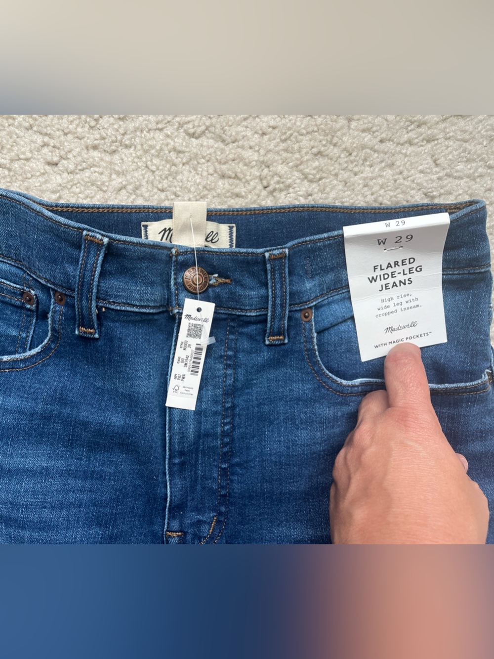 NWT Madewell Deep Blue Wide-Leg Jeans - Picture 2 of 3